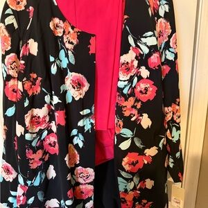 Sejour Black Blazer with Pink Floral Design